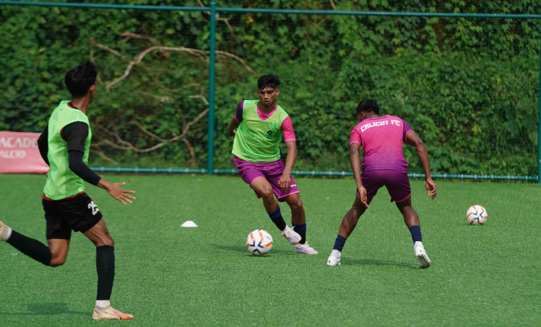 Calicut FC football training in Super League Kerala