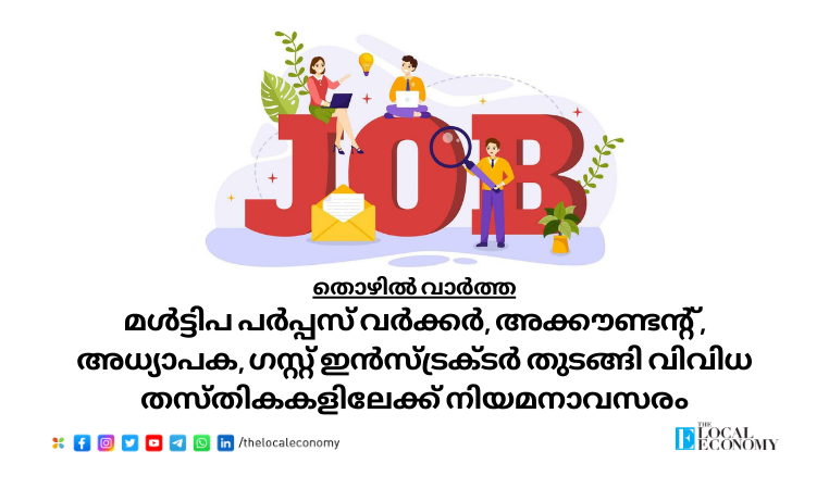 Recruitment opportunity for various posts like Multi-Purpose Worker, Accountant, Teacher, Guest Inst