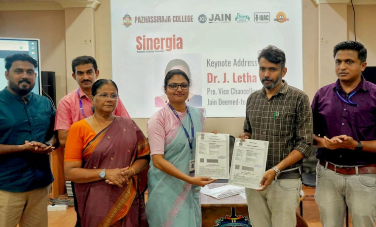 Synergia Academic Exchange Program MoU signing between Kochi Jain University and Pazhassiraja Colleg